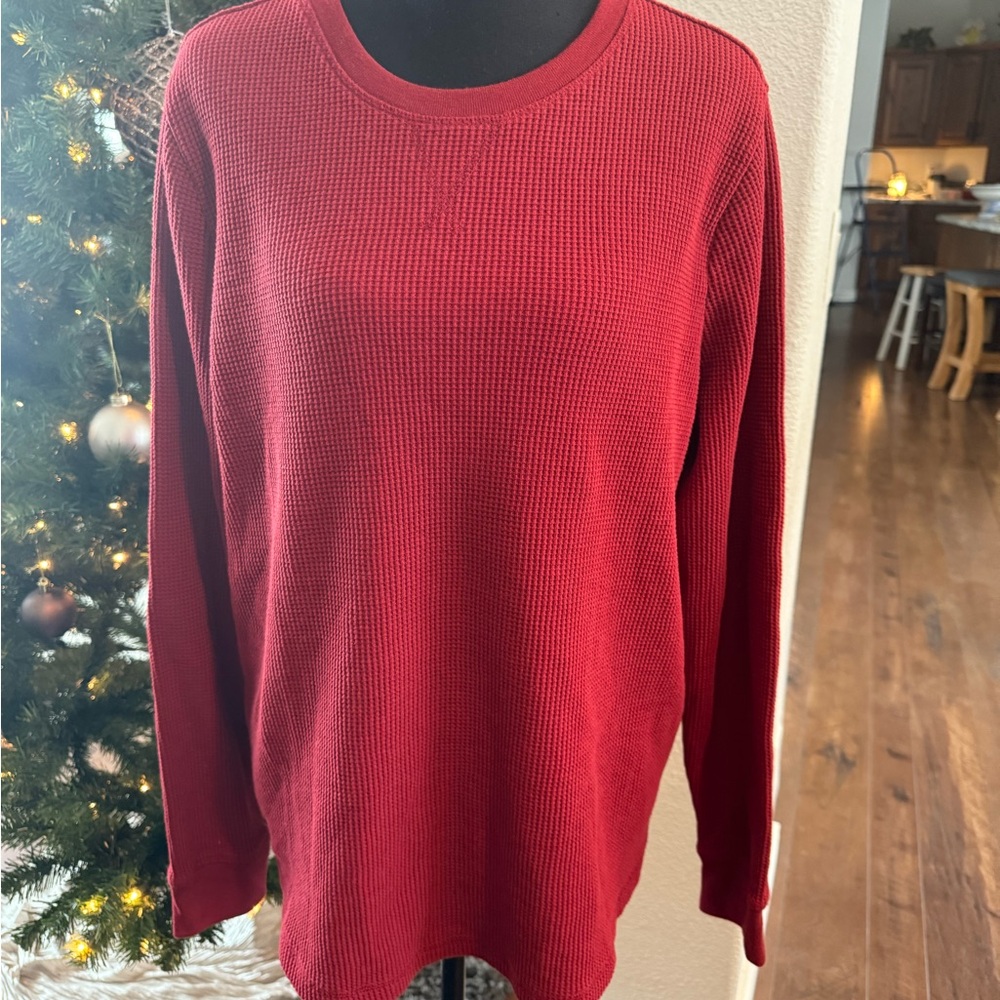 Eddie Bauer Women's Rich Red Crew Neck Thermal Top